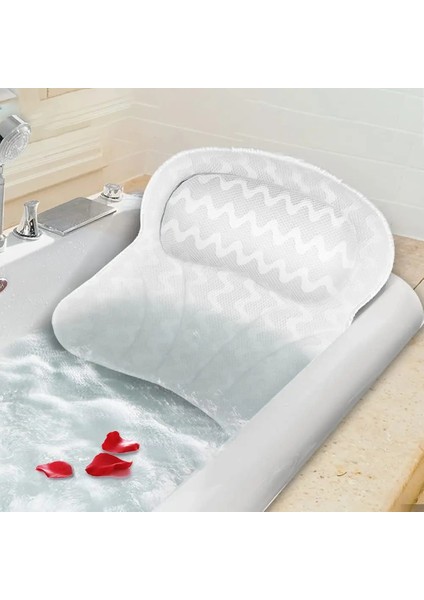 Bir Paket Banyo Yastığı Küvet Spa Küveti Yastıkları 6 Vantuzlu Kadın Erkek Kafalık Yastık 3D Hava Örgü Kumaş Hızlı Kuru (Yurt Dışından) fiyatları