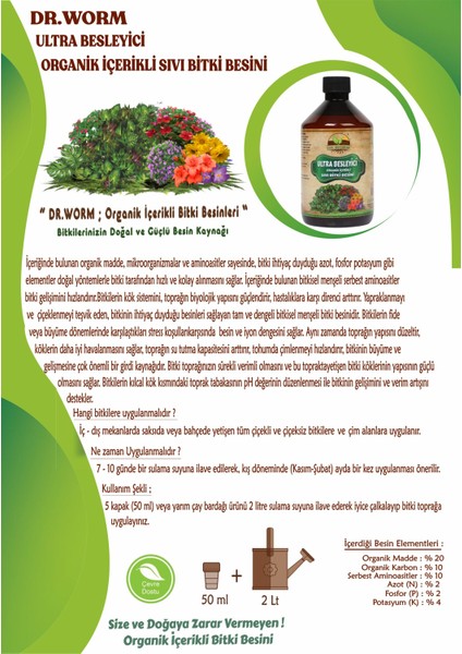 Ultra Besleyici Organik İçerikli Sıvı Bitki Besini (Gübresi) 500 ml modelleri