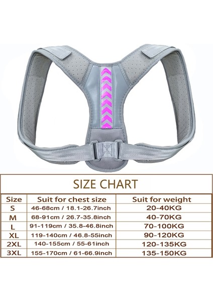 B-Gri Pembe 3xl Duruş Düzeltici Sırt Desteği Üst Sırt Omuz Ağrısı Duruş Eğitmen Için Ayarlanabilir Duruş Desteği Omurga Duruş Desteği (Yurt Dışından)