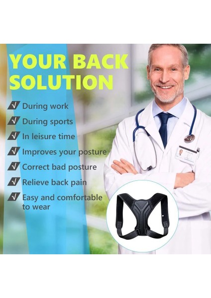 A-Black Xl Duruş Düzeltici Sırt Desteği Üst Sırt Omuz Ağrısı Için Ayarlanabilir Duruş Desteği Duruş Eğitmeni Omurga Duruş Desteği (Yurt Dışından) indirimleri
