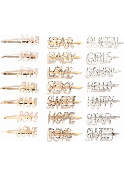 Özledım (Altın) Rhinestone Mektup Hairgrips Metal Kelime Klip Altın Gümüş Saç Aksesuarları Kristaller Tokalar Alfabe Ingilizce Elmas Bobby Pin (Yurt Dışından) fiyatları