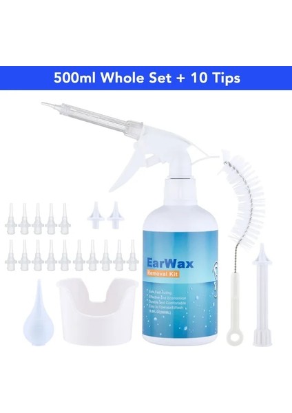 500 ml Set 10 Ipucu Kulak Sulama Yıkama Kiti Kulak Kiri Temizleme Aracı Kulak Kiri Temizleme Seti Yetişkinler Için Sıkma Ampul / Şırınga / Fırça ile Kulak Temizleme (Yurt Dışından)