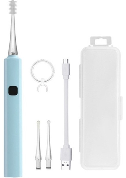 Mavi 2 Adet Takım Elbise Şarj Edilebilir USB LED El Feneri Kulak Temizleyici Endoskop Temizleme Kaşığı Kulak Curette Büyüteç Işık Kaşık Kulak Kiri Kaldırma Kulak Kapsamı (Yurt Dışından)