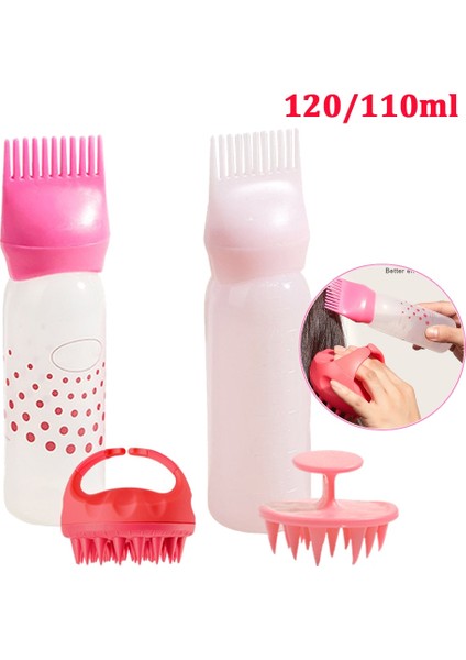 110ML Şampuan Şişesi 120/110ML Plastik Saç Boyası Şampuan Şişesi Aplikatör Dereceli Fırça Dağıtım Kiti ile Salon Saç Boyama Boyama Şekillendirici Aracı (Yurt Dışından)