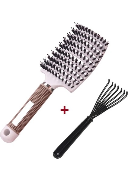 Beyaz ve Fırça Saç Derisi Masaj Tarak Kıl Naylon Saç Fırçası Islak Kıvırcık Detangle Anti-Statik Saç Fırçası Profesyonel Salon Kuaförlük Tarzı (Yurt Dışından)