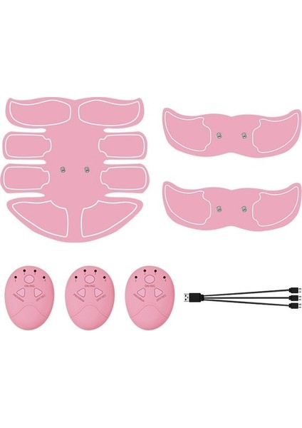 3 Takım Pembe Abs Stimülatörü Şarj Edilebilir Abs Güç Fitness Abs Kas Eğitimi Egzersiz Ekipmanları Erkekler Kadınlar Için Kalça Spor Masajı (Yurt Dışından)