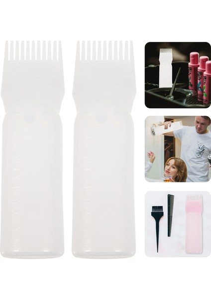 Beyaz Pembe 3 Adet Saç Şampuanı Şişesi Berber Aracı Aksesuarları Vurgu Tarak Konteyner Plastik Renkli (Yurt Dışından)