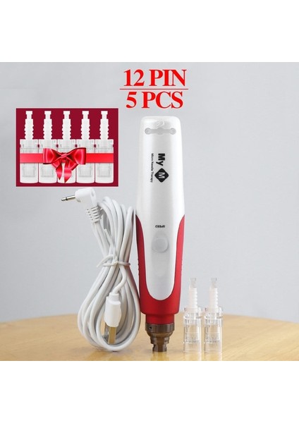 Hiçbir Kutu 5 Adet 12PIN Mym Derma Microneedle Kalem Süngü Kartuş Iğne Kablolu Mikro Rulo Damga Mikroiğneleme Kalemi Peeling Gözenekleri Küçültmek Kaldırma (Yurt Dışından)