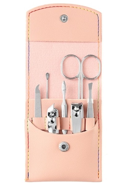 Pink-7pcs 7 Adet Manikür Kesiciler Tırnak Makası Seti Ev Paslanmaz Çelik Kulak Kaşık Tırnak Makası Pedikür Tırnak Makası Araçları Vücut Bakımı (Yurt Dışından)
