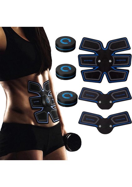 Şarj Edilebilir 6 Adet Elektrikli Kas Stimülatörü Abs Karın Kas Çalıştırıcı Titreşim Fitness Masaj Aleti - Siyah (Yurt Dışından)