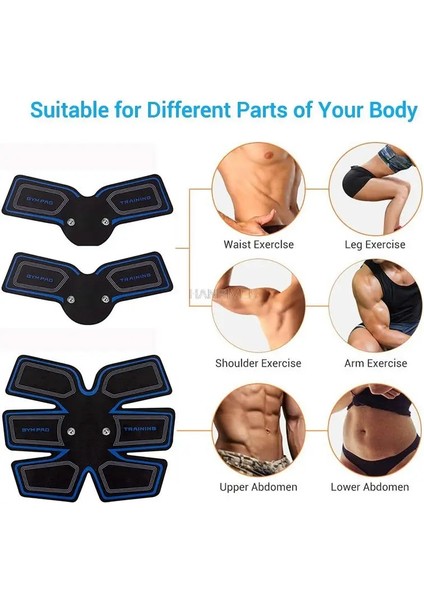 Şarj Edilebilir 6 Adet Elektrikli Kas Stimülatörü Abs Karın Kas Çalıştırıcı Titreşim Fitness Masaj Aleti - Siyah (Yurt Dışından)