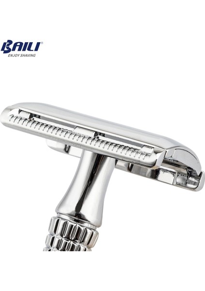 Gümüş Baılı Yükseltme Islak Tıraş Güvenlik Jilet Çift Kenar Tıraş Makinesi Kolu Berber Erkekler Manuel Sakal Bakımı Kadın Epilasyon Ücretsiz Bıçak ile (Yurt Dışından) fırsatları