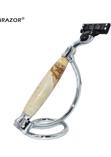 Sadece Jilet Irazor Yeni Erkek Tıraş Makinesi Standı Tutucu Saf Taş Kolu Manuel Mach 3 Jilet Seti Beyler Için Profesyonel Bakım Aracı (Yurt Dışından)