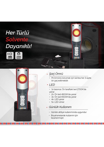 Led Şarjlı Lamba Colour Match Gün Işığı 800L