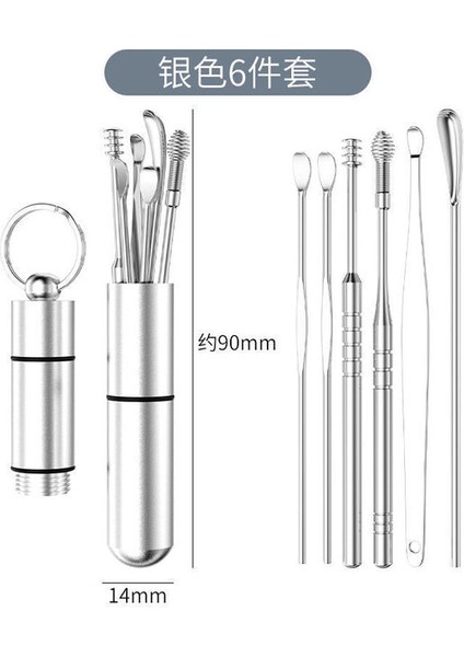Es2-Tk-6pcs 6/7pcs Paslanmaz Çelik Set Kulak Kiri Toplayıcı Kulak Temizleyici Balmumu Temizleme Kulak Delme Kiti Kulak Seçici Sağlık Kulakları Kulak Bakımı (Yurt Dışından)