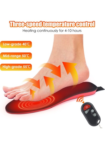 S 34-40 Elektrikli Isıtmalı Tabanlık 3 Vitesli Sıcaklık Ayarı Ayak Isıtıcı Uzaktan Kumanda Şarj ile Açık Hava Spor Şok Emme (Yurt Dışından) indirimleri