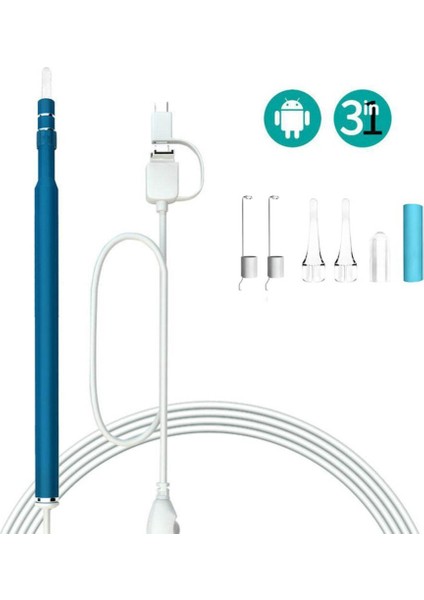 07 Gümüş 3 In 1 Görsel Kulak Kaşığı Kulak Kanalı Endoskop Kulak Kazma Earpick Mini Kamera Kulak Balmumu Temizleme Endoskop Alet Takımı Android Için (Yurt Dışından) modelleri