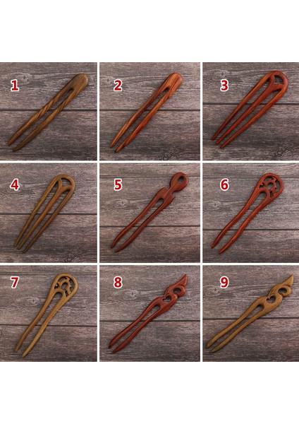 Stil 6 Sandal Ağacı Tokalar U Şekilli Etnik Tarzı Hanfu Antik Adım Sallamak Firkete Charm Saç Takı El Oyması Şapkalar Ne (Yurt Dışından) indirimleri
