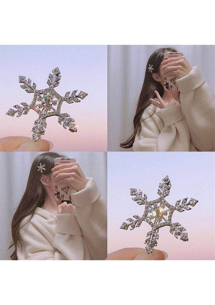 Gümüş Kar Tanesi Taklidi Saç Klipler Kristal Firkete Tokası Düğün Gelin Noel Süsler Saç Aksesuarları Kadın Kızlar Için (Yurt Dışından) modelleri