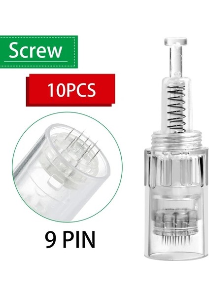 10 Adet Vida 9 Pin 10 Adet Vida Kartuş Mikro Iğneler Süngü Kartuş Mikro Iğneleme Derma Kalem Elektrikli Dr.imp Kalem 9/12/24/36/42/nano Iğne (Yurt Dışından)