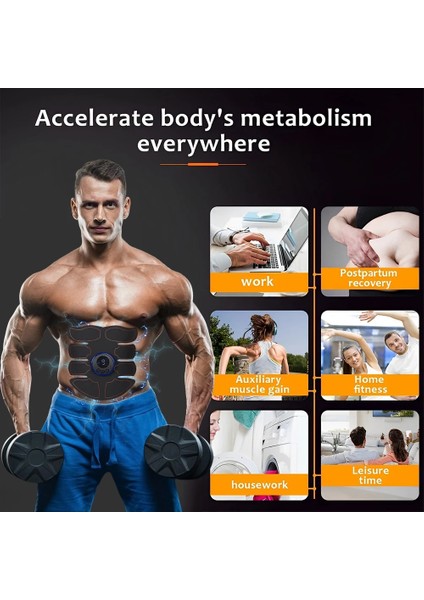 B Elektrikli Kas Stimülatörü Ems Karın Fitness Çıkartmalar Şarj Edilebilir Vücut Ince Masaj Kablosuz LCD Ekran Kalça Eğitmen (Yurt Dışından)