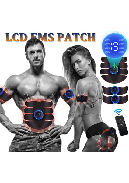 B Elektrikli Kas Stimülatörü Ems Karın Fitness Çıkartmalar Şarj Edilebilir Vücut Ince Masaj Kablosuz LCD Ekran Kalça Eğitmen (Yurt Dışından)