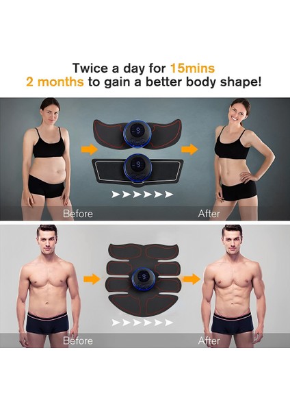 B Elektrikli Kas Stimülatörü Ems Karın Fitness Çıkartmalar Şarj Edilebilir Vücut Ince Masaj Kablosuz LCD Ekran Kalça Eğitmen (Yurt Dışından)