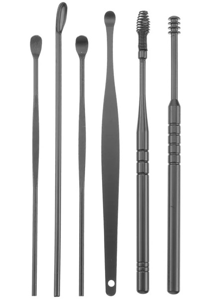 Siyah 2 Takım Kulak Temizleme Araçları Toplama Paslanmaz Çelik Kaşık Temizleyici Kit Spiral Masaj Balmumu Seçtikleri (Yurt Dışından)