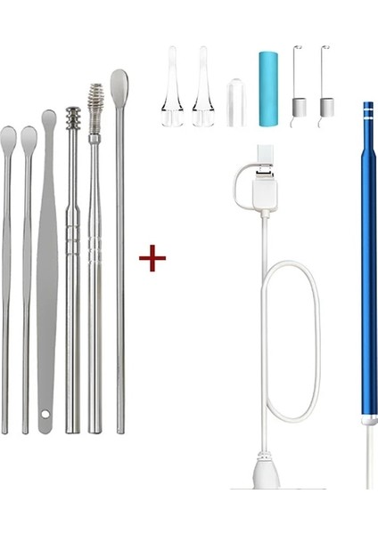 Tip 2 Mavi 5 mm Hd Görsel Kulak Endoskop 3 In 1 USB Otoskop Kulak Kiri Temizleme Muayene Kamera Araçları Android Telefon Pc Için (Yurt Dışından)