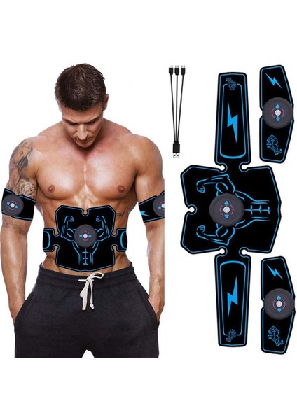 Bir Set Kas Stimülatörü Ems Abs Trainer Fitness Eğitim Dişli Karın Kasları Toner USB Şarj Edilebilir Egzersiz Ekipmanları Makinesi ile (Yurt Dışından)