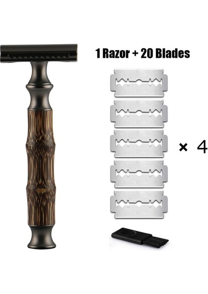 Siyah Jilet Haward Yeniden Kullanılabilir Bambu Saplı Jilet Çevre Dostu Çift Kenarlı Emniyetli Jilet Erkekler Veya Kadınlar Için Manuel Yüz Jilet 20 Tıraş Bıçakları (Yurt Dışından)