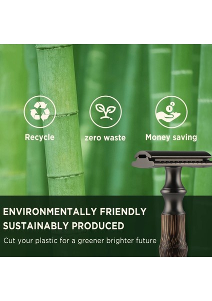 Siyah Jilet Haward Yeniden Kullanılabilir Bambu Saplı Jilet Çevre Dostu Çift Kenarlı Emniyetli Jilet Erkekler Veya Kadınlar Için Manuel Yüz Jilet 20 Tıraş Bıçakları (Yurt Dışından) indirimleri