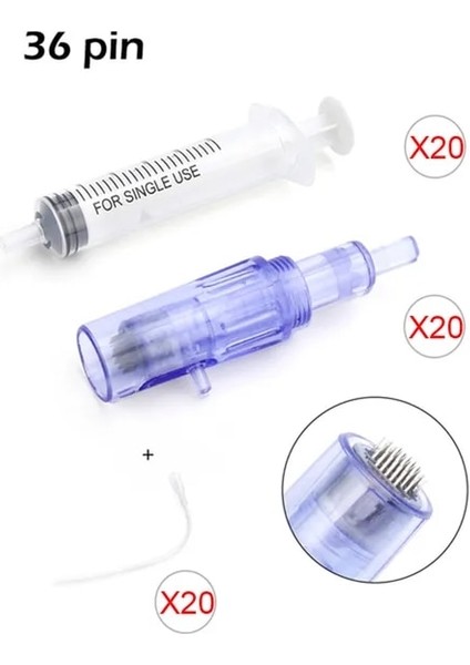 20 Adet 36 Pin 20 Adet Dermapen Microneedle Kartuşları Iğneler Nano Şırınga Tüpü ile Hydra Mezoterapi Enjektör Tabancası Derma Kalemi Damga Araçları (Yurt Dışından) fiyatları