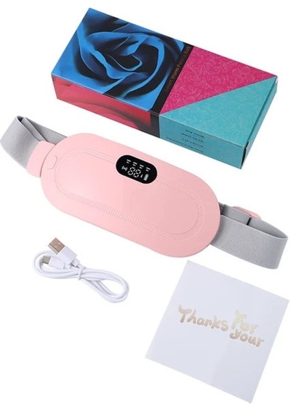 Pembe Kutu Adet Isıtma Yastığı Elektrikli Dönemi Kramp Masajı LCD Ekran ile Bayan Ağrısını Rahatlatmak Sıcak Kompres Bel Cihazı (Yurt Dışından)