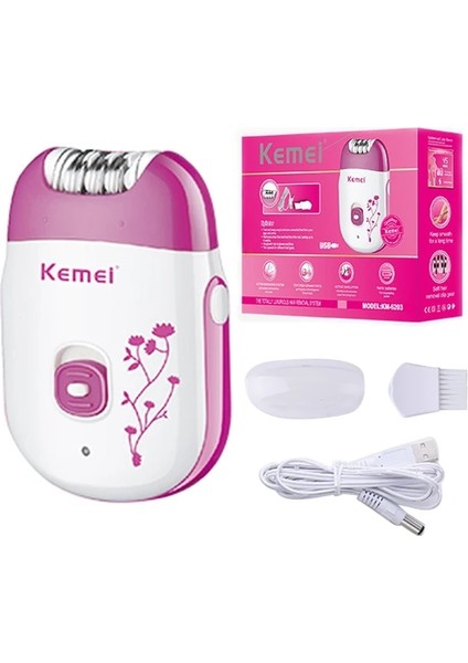 Kutu ile Kemei 6203 Kadınlar Için Güçlü Elektrikli Epilatör Bikini Koltukaltı Bacaklar Için Yüz Vücut Epilasyon Makinesi Şarj Edilebilir (Yurt Dışından)