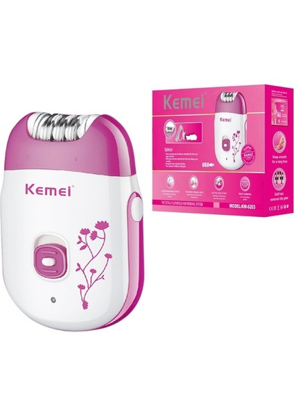 Kutu ile Kemei 6203 Kadınlar Için Güçlü Elektrikli Epilatör Bikini Koltukaltı Bacaklar Için Yüz Vücut Epilasyon Makinesi Şarj Edilebilir (Yurt Dışından) fiyatları