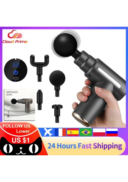 Kırmızı Nobox Usb'den Tip C'ye Şarj Ön Pano Tabancası Kas Gevşetme Cep Masaj Tabancası Sopa Mini LCD 32 Dişliler Fitness Vücut Masörü Omuz Ağrısı Kaldırma (Yurt Dışından) fiyatları