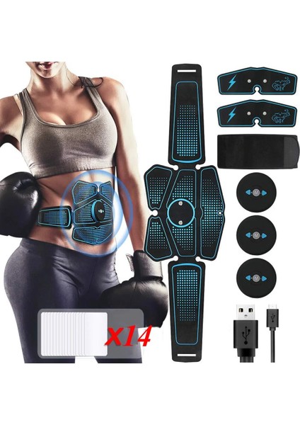 Standart 02 Ems Karın Kas Stimülatörü Eğitmen USB Bağlantısı Abs Fitness Ekipmanları Eğitim Dişli Kasları Elektrostimülatör Toner Masajı (Yurt Dışından) fiyatları