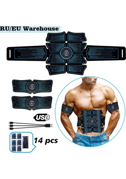 Standart 02 Ems Karın Kas Stimülatörü Eğitmen USB Bağlantısı Abs Fitness Ekipmanları Eğitim Dişli Kasları Elektrostimülatör Toner Masajı (Yurt Dışından) fırsatları