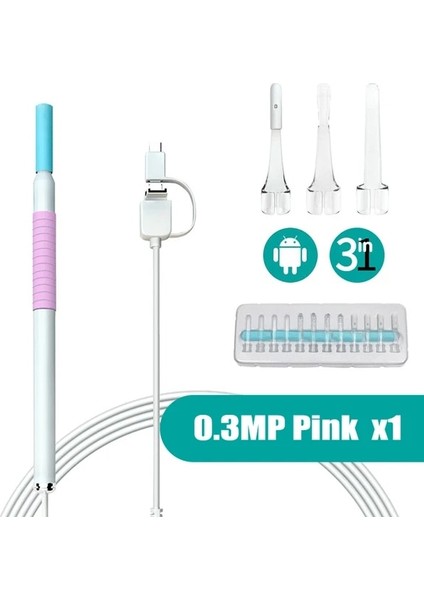 0.3mp Pembe Tıbbi USB Android Pc Kulak Kiri Temizleme Ağız Kulak Burun Endoskop Seçici Kaşık Otoskop Temizleyici Kulak Kirini Temizleme Kamera Sağlık (Yurt Dışından)