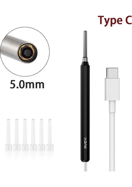 Tip C 5.0mm Akıllı Görsel Earpick Endoskop Kaşık Kulak Temizleyici Kamera Otoskop Kulak Kiri Sökücü Kulak Kiri Temizleme Aracı Desteği Android Pc Tip-C (Yurt Dışından)
