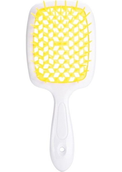 Sarı-Beyaz El 1 Adet Geniş Diş Hava Yastığı Tarak Pro Salon Saç Bakımı Şekillendirici Aracı Anti Arapsaçı Anti-Statik Saç Fırçası Kafa Tarak Kuaförlük Araçları (Yurt Dışından)