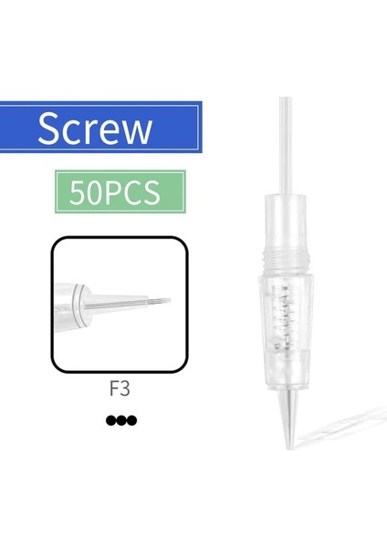50 Adet F3 100/50/20 Adet Vida Dövme Kartuş Iğneleri 1d 1r 2r 3r 3f 5r 5f 7r 7f Dr.imp Kalem Mym Elektrikli Dövme Kalemi Microblading Iğneler (Yurt Dışından)