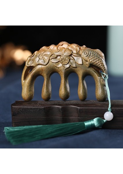 Stil 1 Sandal Ağacı Masaj Tarak Başlığı Meridyen Tarağı Tek Taraflı Oyma Geniş Dişli Yuvarlak Dişler Kalın Diş Kalınlaştırılmış Bütün Ahşap Tarak (Yurt Dışından)