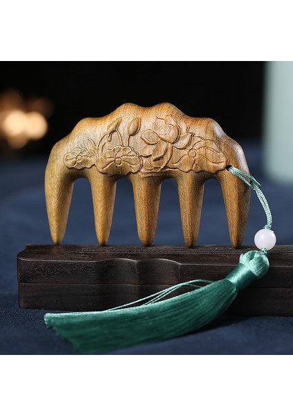 Stil 1 Sandal Ağacı Masaj Tarak Başlığı Meridyen Tarağı Tek Taraflı Oyma Geniş Dişli Yuvarlak Dişler Kalın Diş Kalınlaştırılmış Bütün Ahşap Tarak (Yurt Dışından)