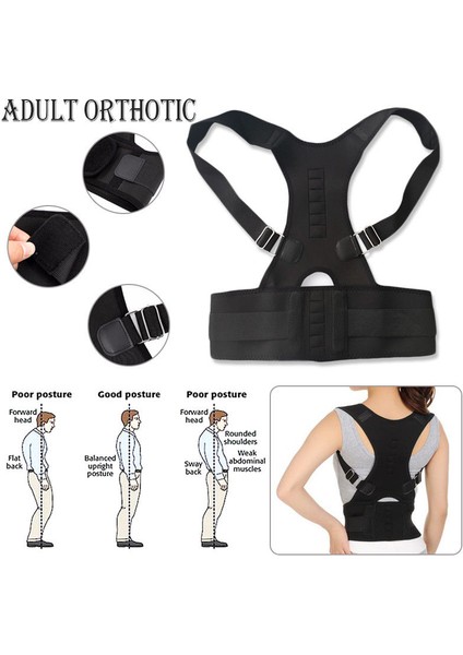 Bej S 50-55CM Duruş Düzeltici Manyetik Terapi Klavikula Geri Düzleştirici Omuz Desteği Brace Bel Kemeri Düzeltme Ayarlanabilir Erkek Kadın (Yurt Dışından) modelleri