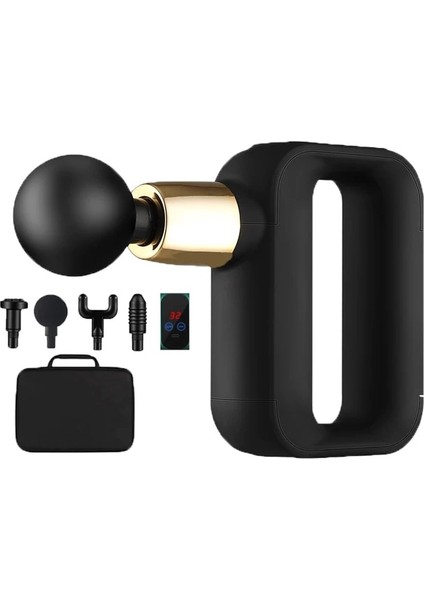 Siyah (Kutulu) C Tipi Şarj Mini Masaj Tabancası Fasya Tabancası Vurmalı Kas Masaj Tabancası Kas Derin Gevşeme El Terapötik Perküsyon Vücut Masajı (Yurt Dışından)