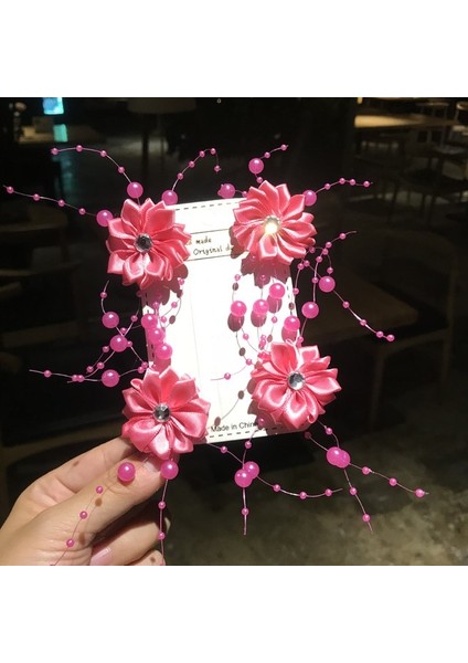 4 Adet Gül Kırmızı 4 Adet Gelin Kristal Inci Çiçek Saç Tokası Saç Takı Düğün Saç Aksesuarları Çocuklar Parti Kızlar Gypsophila Çiçek Firkete (Yurt Dışından)