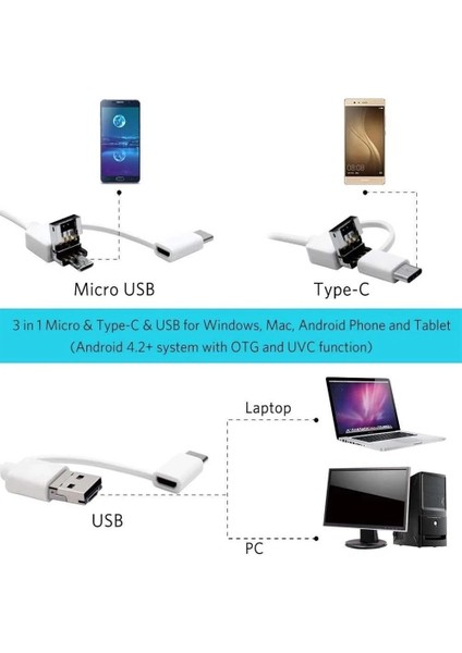 0.3mp Tam Mavi Tıbbi USB Android Pc Kulak Kiri Temizleme Ağız Kulak Burun Endoskop Seçici Kaşık Otoskop Temizleyici Kulak Kirini Temizleme Kamera Sağlık (Yurt Dışından)