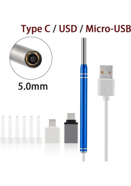 3 In 1 Görünür Earpick Tıbbi Otoskop Su Geçirmez Kamera Kulak Kiri Görsel Ağız Muayene Kulak Kaşığı Desteği Android Pc Kulak Temizleme Aracı (Yurt Dışından)
